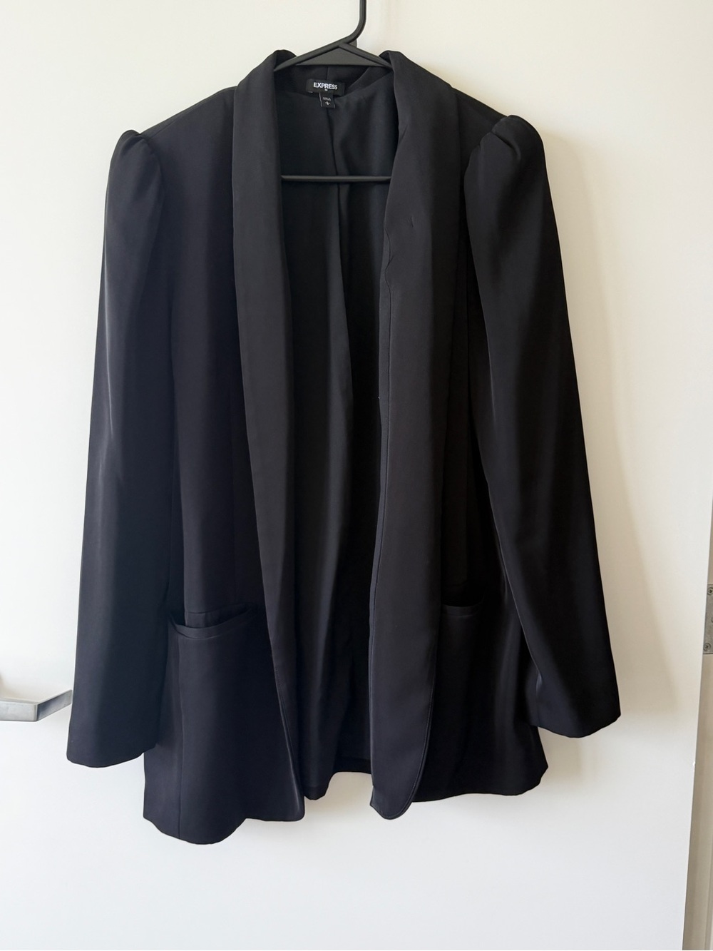Express Black Shawl-Collar Blazer with Slight Shoulder Puff
